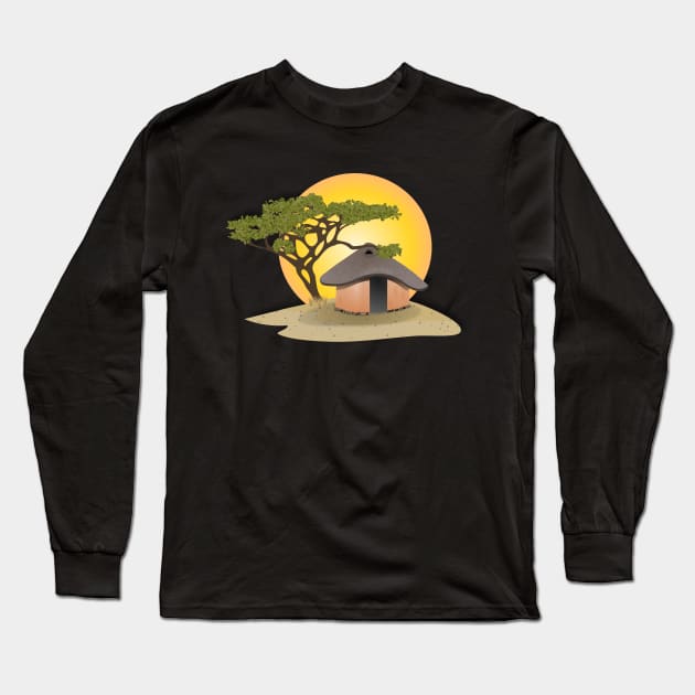 African Huts Long Sleeve T-Shirt by BSquared